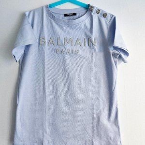 Balmain Paris Girl's Blue Short Sleeves Shirt - Size 10A - Pristine Condition